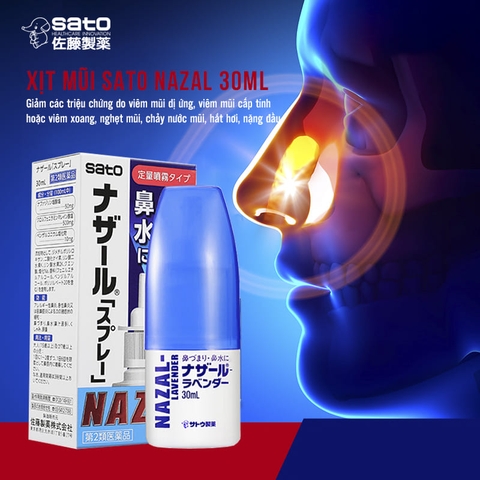 Xịt mũi hỗ trợ giảm triệu chứng viêm xoang Nazal Sato 30ml- Hàng Nhật nội địa