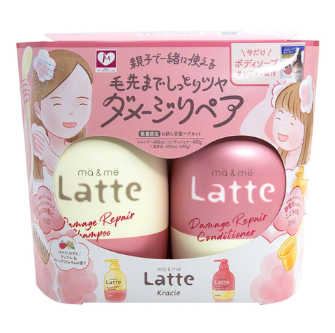Set dầu gội xả Latte cho mẹ và bé hương hoa nhài táo 400ml x 2 - Hàng Nhật nội địa